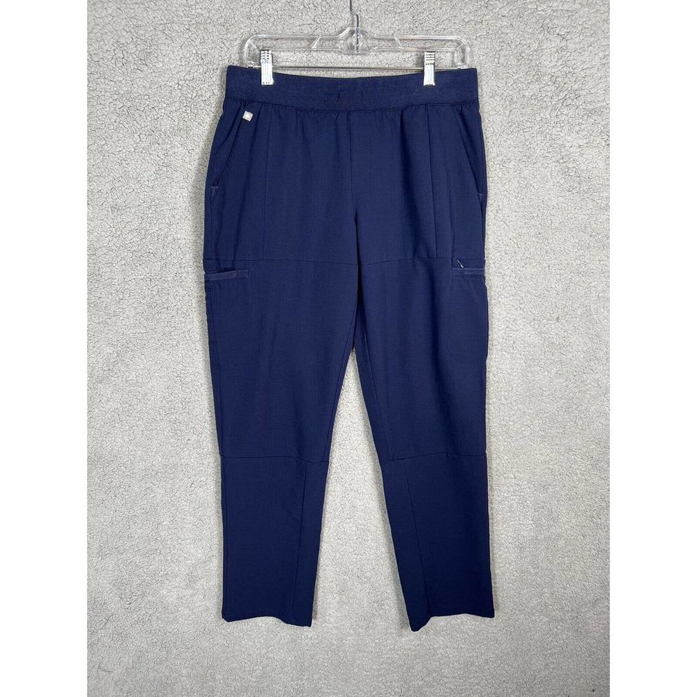 FIGS Scrub Pants Womens Medium Navy Blue Cargo Tapered Leg Pockets Mid-Rise